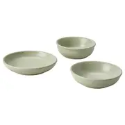 MOSSMAL plate/bowl set of 3, dot pattern/light green