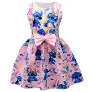 2024 Lilo and Stitch children's dress Stitch girl's dress 9406 pink 130cm