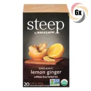 6x Boxes Bigelow Steep Organic Lemon Ginger Herbal Tea | 20 Bags Each | 1.55oz