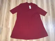 TORRID Ribbed Mock Neck Red Tunic Top Plus Size 2X Short Sleeve NWT
