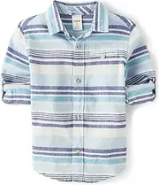 [Gymboree] Boys' and Toddler Long Sleeve Button Up Shirts, Simply White, 4 Years