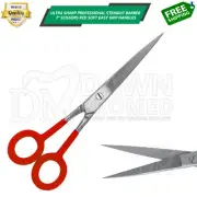 Hair Cutting Shears Barber Scissors 7" Ultra Sharp Red PVC Handle German Grade