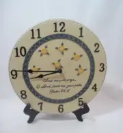 Ceramic Wall Clock Christian Religious Psalms 24:5 Free Stand Option & Easel