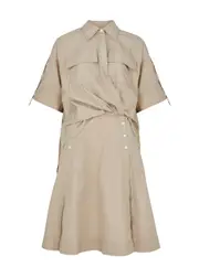 3.1 Phillip Lim Draped Cotton-blend Poplin Midi Shirt Dress - Khaki - 6 (UK10 / S) 6 (UK10 / S)
