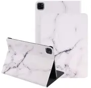 For iPad 10.2 inch 2019 7th Gen Marble Leather Smart Case Cover - White