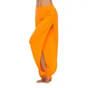 Nevenka Women's Yoga Harem Pants Casual Loose Side Slit Hippie Long Pants-Orange-8006