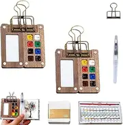 Tobios Watercolor Set, Mini Portable Watercolor Palette Set Wooden Grid Paint Box, Mini Aquarelle Paint Sets with 12/24 Color Paints, for Painters Artists Student (2pcs 8)