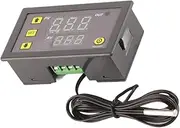 W3230 Digital Temperature Controller, Led Digital Thermostat,Thermostat Switch Sensor Meter,High Temp Alarm,Temperature Calibration,Avoid Accident. (12V red and Blue Display)