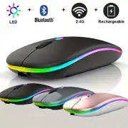 2.4GHz Bluetooth Wireless Optical Mouse USB Rechargeable RGB Office PC Laptop