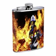Firefighter D13 Flask 8oz Stainless Steel Hip Drinking Whiskey