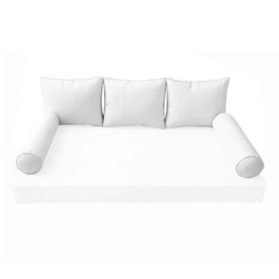 *COVER ONLY*-Style 3 Outdoor Bolster Back Pillow Slipcover Piped Trim Crib-AD106