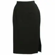 EILEEN FISHER Black Viscose Stretch Ponte Side Vent Pencil Skirt S