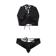 Underwear: CandyMan 99628X Criss-Cross Top and Brief Set