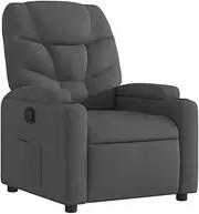 vidaXL Recliner Chair - Dark Grey, Manual Reclining with Comfortable Fabric Seats and Armrests - Convenient Cup Holders and Side Pocket