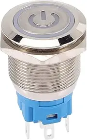 Self-resetting Waterproof Push Button 19mm Diameter for 12v/24v Auto Ignition Button Led Light Sturdy Plastic Stainless Steel