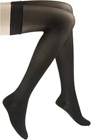 JOBST UltraSheer Thigh High with Lace Silicone Top Band, 20-30 mmHg Compression Stockings, Closed Toe, Medium, Classic Black