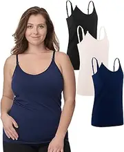[Under Control] Nursing Cami Tank Tops for Breastfeeding Women Nursing Tops Maternity Shirts, Camisoles with Built in Bra 3Pack