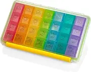 Weekly Pill Organizer - Portable 4 Times-A-Day - Water Moisture-Proof AM/PM Pill Case, Colorful 7 Day Medicine Holder Pill Box with Labels for Prescriptions, Medications, Vitamins, and Supplements