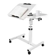 Mobile Adjustable Desk Laptop Computer Stand Over Bed Bedside Table Notebook