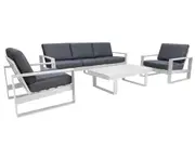 FurnitureOkay Manly 4-Piece Aluminium Outdoor Lounge Setting - White