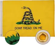 SYII Dont Tread On Me Gadsden Boat Flag 12x18 Inch Made in USA, Embroidery Yellow Coiled Rattle Snake with 2 Brass Grommet, Heavy Duty Nylon Outdoor Banner for All Weather