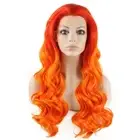 Mxangel Long Wavy Two Tone Red Orange Ombre Tone Half Hand Tied Heat Resistan...