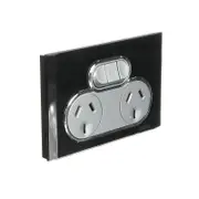 CLIPSAL SATURN 4025X-EB - 10Amp Double Power Point - With Extra Switch - Espresso Black