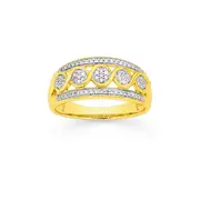9ct Gold Diamond Swirl Ring
