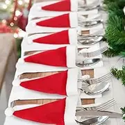 24pcs Mini Christmas Hats Christmas Cutlery Tableware Holders Mini Santa Hats for Silverware Holders, Candy Covers, Wine Bottle Decor