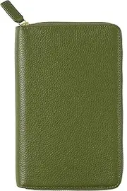 Moterm Zip Leather Cover for Weeks - Fits Hobonichi Weeks and Weeks Mega Notebook Planner (Pebble Olive Green)