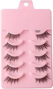 False Eyelashes Natural Half Lashes, 5 Pairs Reusable False Eyelashes Natural Dense Handmade Soft DIY Cluster Lashes Makeup Tool