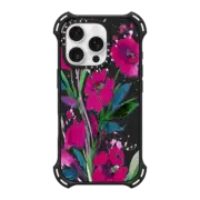 iPhone 16 Pro Bounce Case MagSafe Compatible POCKETFUL OF POSIES Magenta Pink Teal Green, Floral Watercolor Painting Flowers Colorful Art Girly Pretty Spring Summer Garden Whimsical Fuchsia Bold Transparent Chic Lovely Design