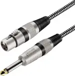 XLR Female to 1/4 Inch TS Cable 6 FT, Nylong Braided XLR 3 Pin Female to 6.35...