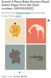 LittleLion Studio Set of 4 Unframed Nursery 8"x10" Sunset Prints