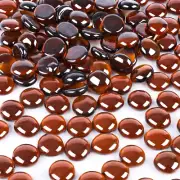 2LB Amber Flat Glass Marbles, Decorative Marbles for Vases Aquarium Pebbles Fish