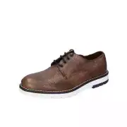 EZ262 EVEET Shoes Men Brown Elegant Leather Round Toe No Dress Business D Lined