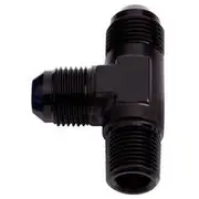 Aeroflow Tee with NPT On Run 1/8" to -4AN, AF826-04BLK