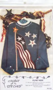 Caught Up In Stitches "FLYIN' HIGH" American Flag & Stars Applique PATTERN -New!