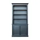 Hamptons Buffet and Hutch Library Bookcase Bookshelf Cabinet Black