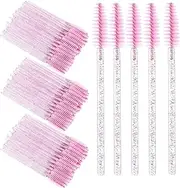 Disposable Eyelash Mascara Brushes Wands - 100pcs Silicone Eyelash Brushes Wand Portable Eyebrow Applicator Eyelash Extension Supplies Makeup Brush Tool Kits (Pink)