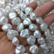diy 10-11mm Natural White Freshwater Pearl Baroque pearl Loose Beads 14" Strand