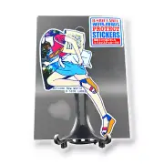 Sexy Woman Sticker Peering Portal Baguette Quirky Decal B-Side Label Japan