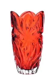 Crystal Glass Vase11 " Centerpiece Flower Bud Vase Red Color Bohemia Crystal