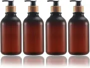 4PCS Empty Lotion Pump Bottles Plastic Shower Gel Bottle 500ML Hand Container Dispenser Spray Brown