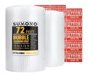 Bubble Cushioning Wrap Roll, Sumono 12 Inch x 72 Feet Total [2 Rolls of 36 Fe...