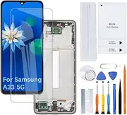 H&LYCYJ Display Screen for Samsung Galaxy A33 5G TFT A336E A336B A336B/DS LCD Screen Replacement Assembly Kit (Black with Frame, No Fingerprints