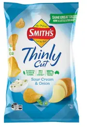 2 x Smith's Thinly Cut Sour Cream & Onion Potato Chips Pack 175g