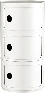 MIUZ Replica Componibili Round Storage Cabinet Bedside Table (Cream White, 3 Tier)