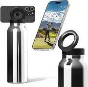 Ringo Insulated Water Bottle - MagSafe Compatible Water Bottle With Magnetic Phone Holder - Stainless Steel Water Bottle With Tripod Phone Mount - Hot 12H, Cold 24H, 360° Rotate - Stainless Steel 24oz