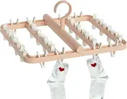 Foldable Sock Hangers with Clips - Laundry Clip with 24 Clips, Clip Hanger Drip Drying Hanger | Underwear Hanger with Clips for Socks, Bras, Lingerie, Clothes, Towel,